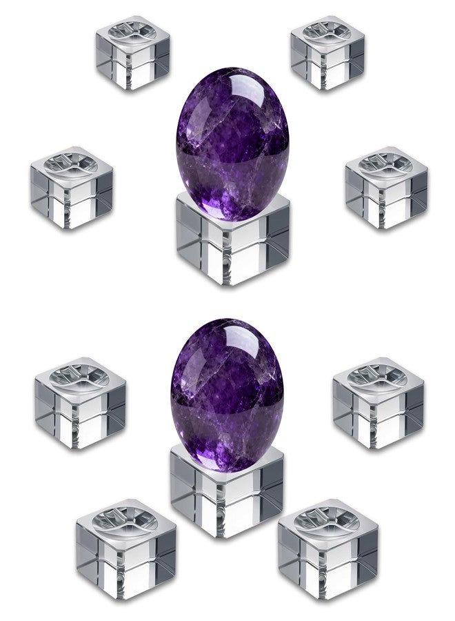 GeryVtee 10PCS Clear Crystal Ball Stand Square Crystal Display Bases Ball Stand for 30-90mm 3D Crystals Spheres Easter Egg Golf Ball Acrylic Home Decoration (5 Size) - Image 1